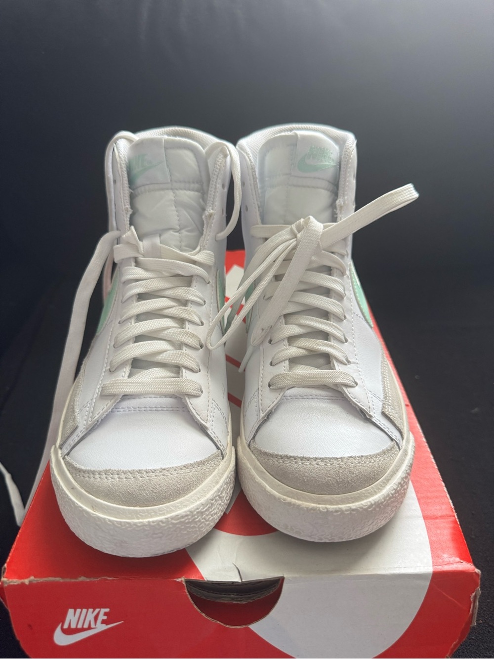 Nike Women’s High-Top Sneakers in White with Mint Accents